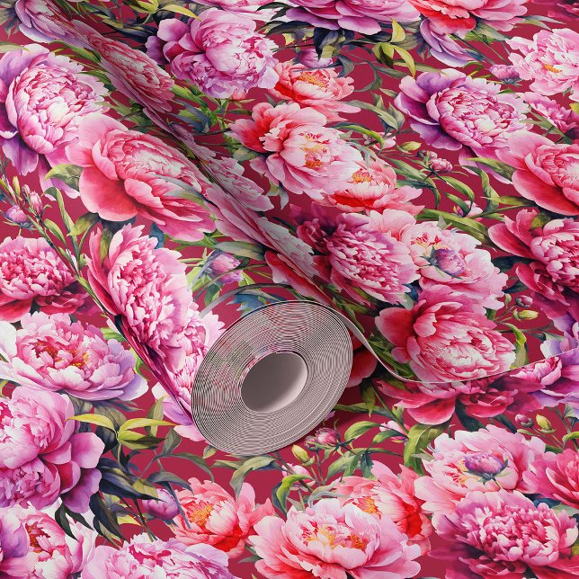 Magnificent Love Peonies on Ruby Red Wallpaper (Creator Uploaded)