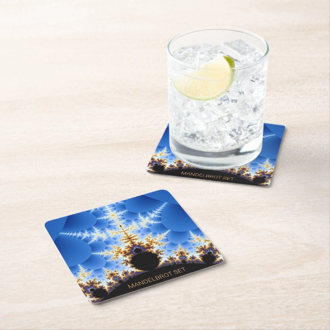 Magnificent Mandelbrot Fractal Square Paper Coaster (Insitu)