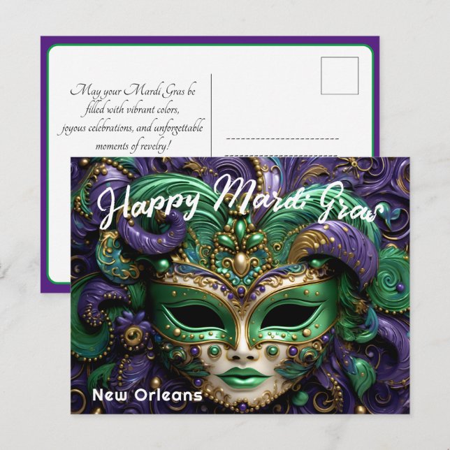 💚💜💛 Magnificent Mardi Gras Postcard (Front/Back)