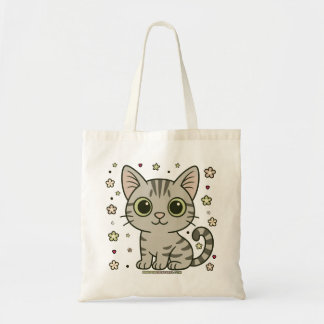 Magnificent Maya Floral Tabby Cat Tote Bag