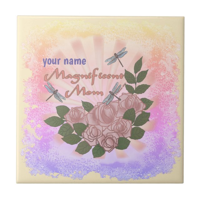 Magnificent Mum Roses  Tile (Front)