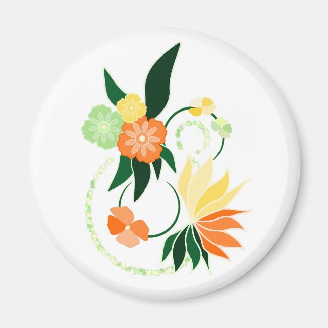 Magnificent orange tropical flowers magnet (Front)