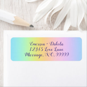 Magnificent Pastel Rainbow Wedding Address Labels