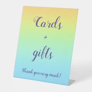 Magnificent Pastel Rainbow Wedding "Cards + Gifts" Pedestal Sign