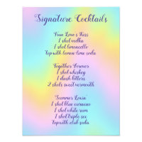 Magnificent Pastel Rainbow Wedding Cocktail Menu