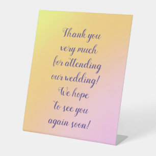 Magnificent Pastel Rainbow Wedding Goodbye Pedestal Sign