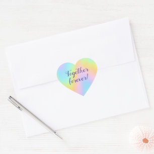 Magnificent Pastel Rainbow Wedding  Heart Sticker