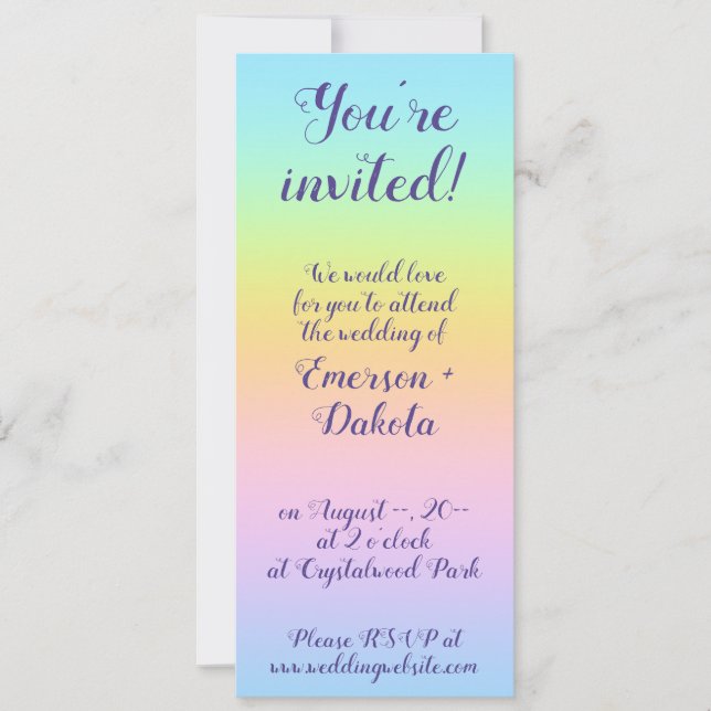 Magnificent Pastel Rainbow Wedding Invitation (Front)