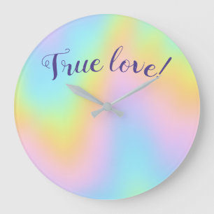 Magnificent Pastel Rainbow Wedding Large Clock