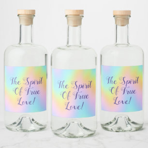 Magnificent Pastel Rainbow Wedding Liquor Bottle Label