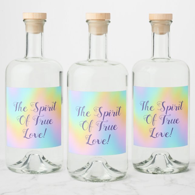Magnificent Pastel Rainbow Wedding Liquor Bottle Label (Bottles)