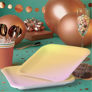 Magnificent Pastel Rainbow Wedding Paper Plates