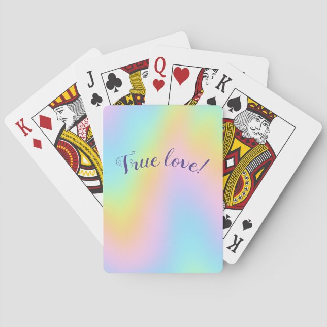 Magnificent Pastel Rainbow Wedding Playing Cards (Back)