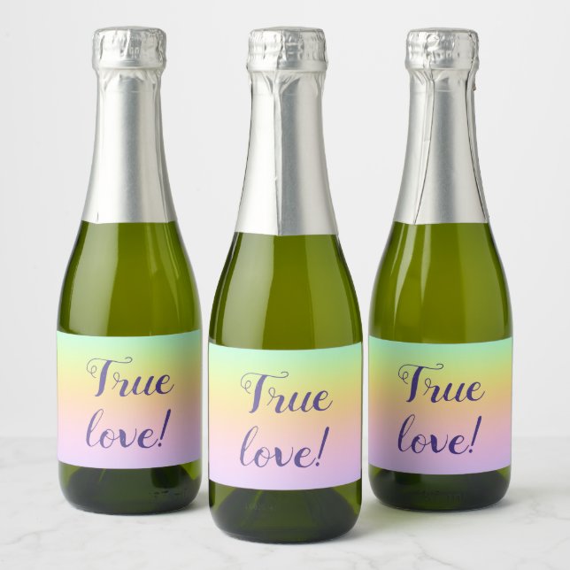 Magnificent Pastel Rainbow Wedding Sparkling Wine Label (Bottles)