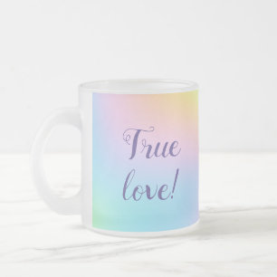 Magnificent Pastel Rainbow Wedding "True Love!" Frosted Glass Coffee Mug