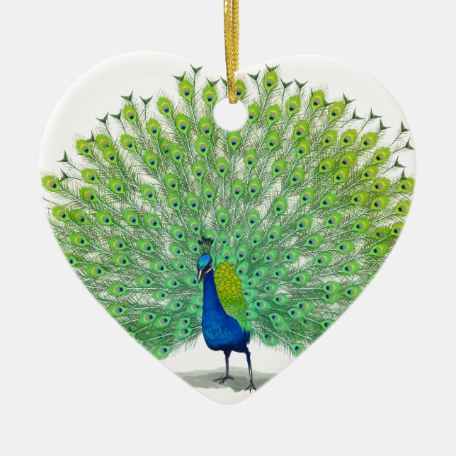 Magnificent Peacock Art Ceramic Tree Decoration (Front)