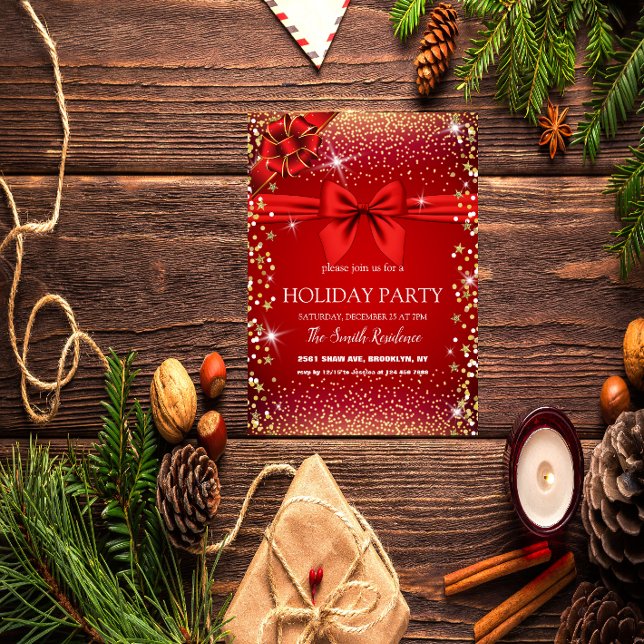 Magnificent Red, Decorative Ribbon Diamonds Frame Invitation (Creator Uploaded)