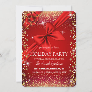 Magnificent Red, Decorative Ribbon Diamonds Frame Invitation