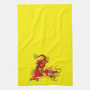 Magnificent Red Imperial Dragon Kitchen Towel