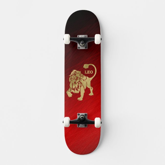 Magnificent Red Leo Zodiac Skateboard (Front)