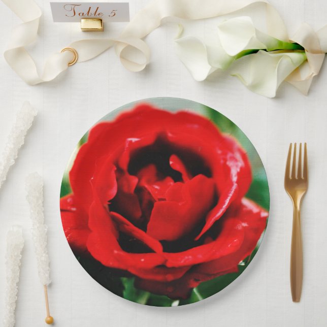 Magnificent Red Rose Love Paper Plate (Wedding)