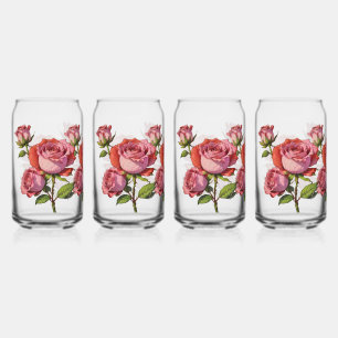 Magnificent Rose Pink Drinkware Set Can Glass