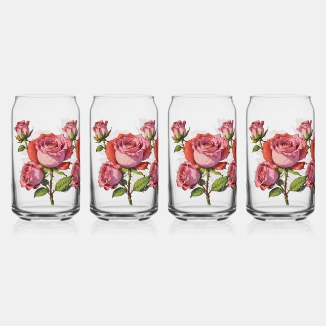 Magnificent Rose Pink Drinkware Set Can Glass (Front)