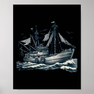 Magnificent Sailing Ship At Sea Sticker Poster