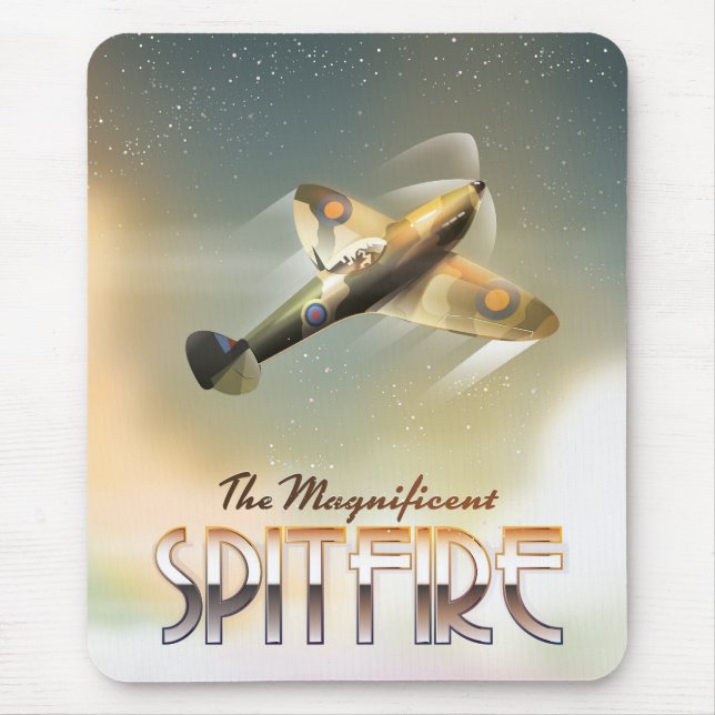 Magnificent Spitfire travel poster print Mouse Mat (Front)