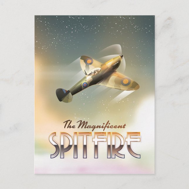 Magnificent Spitfire travel poster print Postcard (Front)