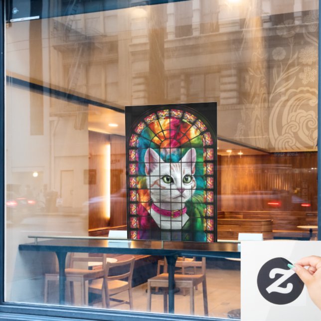 Magnificent Stained Glass Window Colourful Mosaic  Window Cling (Cafe Window)