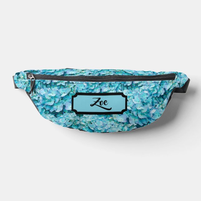 Magnificent, turquoise hydrangea blossoms, custom bum bags (Lay Down)