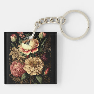 Magnificent Vintage Floral Arrangement  Key Ring