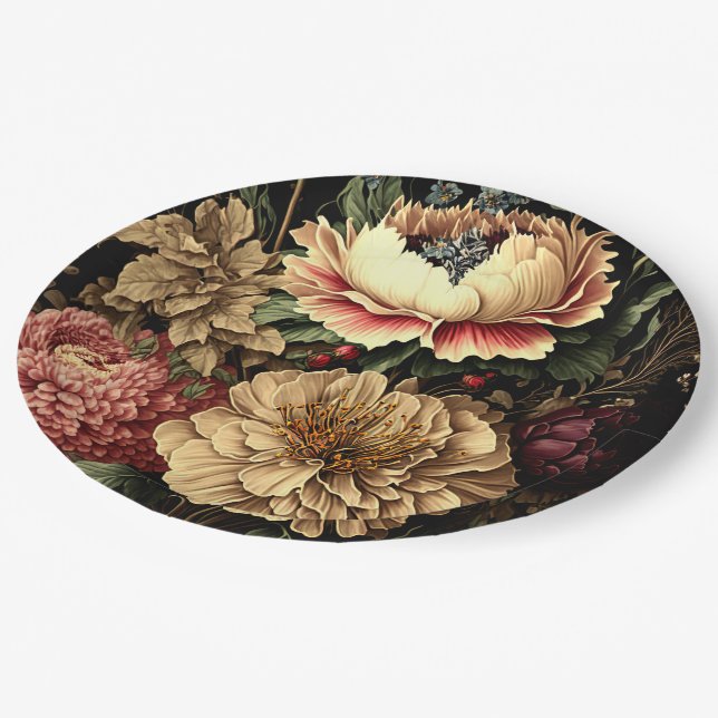 Magnificent Vintage Floral Arrangement  Paper Plate (Angled)
