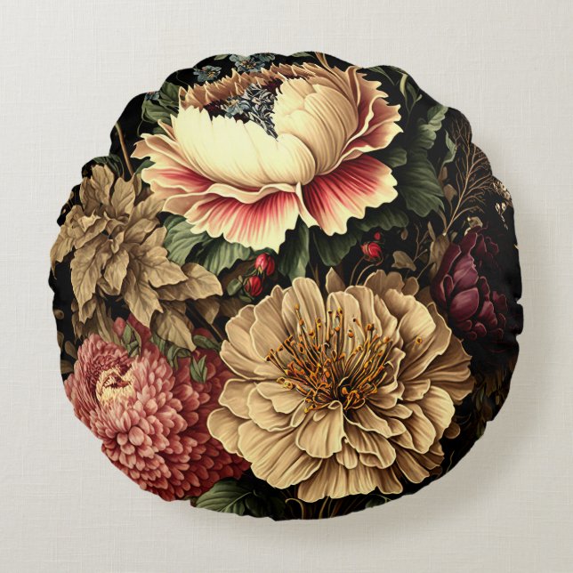 Magnificent Vintage Floral Arrangement  Round Cushion (Front)