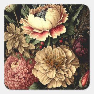 Magnificent Vintage Floral Arrangement  Square Sticker