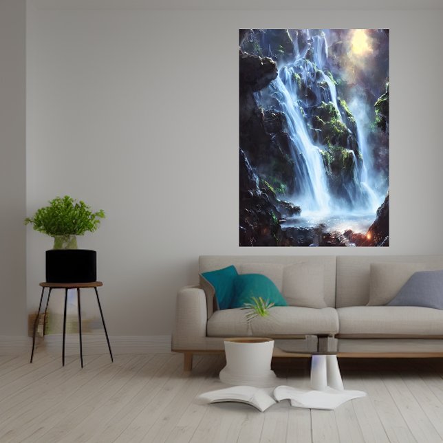 Magnificent waterfall in the forest   | AI Art  Poster (Creator Uploaded)
