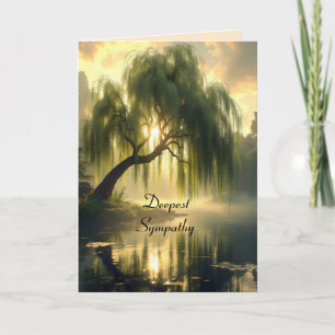 Magnificent weeping willow by a pond, sympathy card
