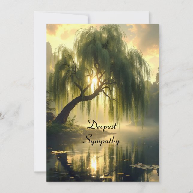 Magnificent weeping willow by a pond, unique  card (Front)