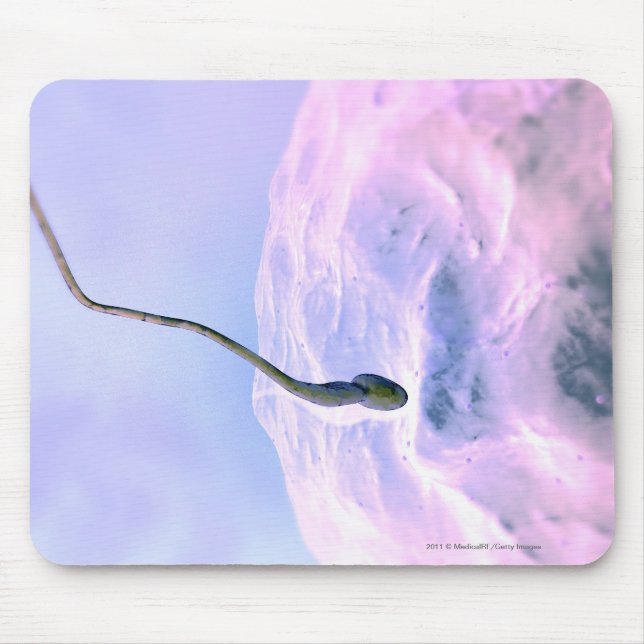 Magnified look at a sperm fertilising an egg mouse mat (Front)