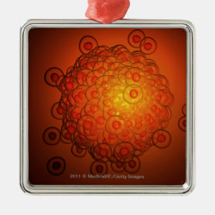 Magnified look at an ovum metal tree decoration