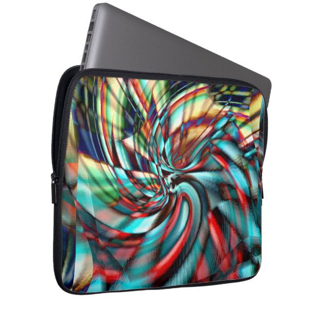 Magnified pixel spiral with hammered glass tone    laptop sleeve (Front Right)