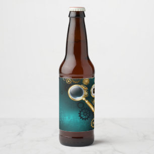 Magnifier in Steampunk Style Beer Bottle Label