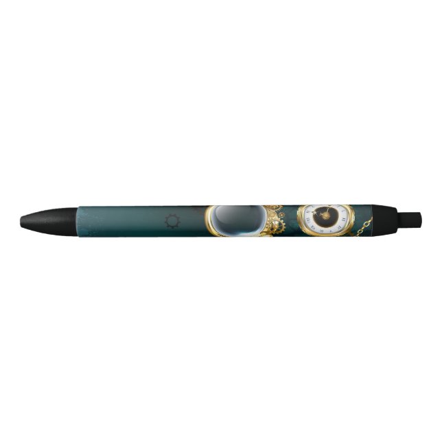 Magnifier in Steampunk Style Black Ink Pen (Front)