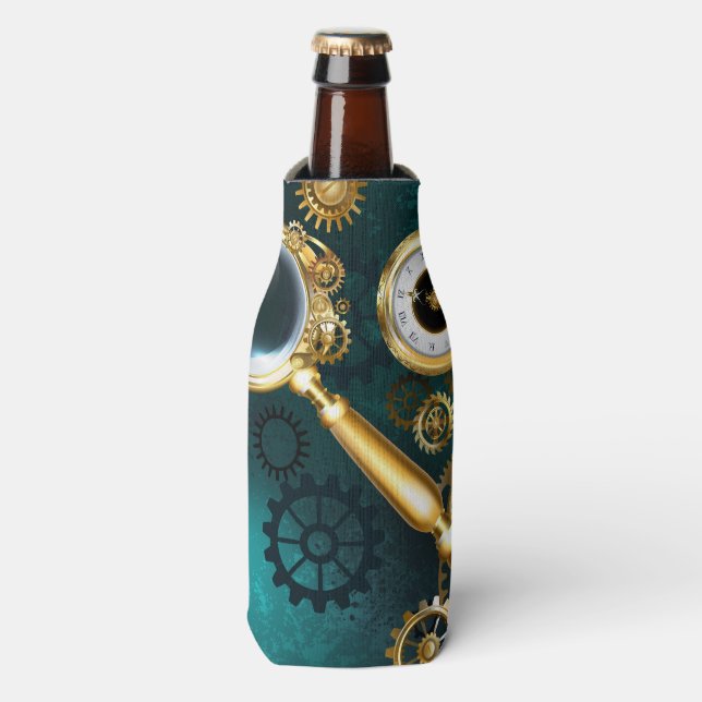 Magnifier in Steampunk Style Bottle Cooler (Bottle Front)