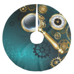 Magnifier in Steampunk Style Brushed Polyester Tree Skirt