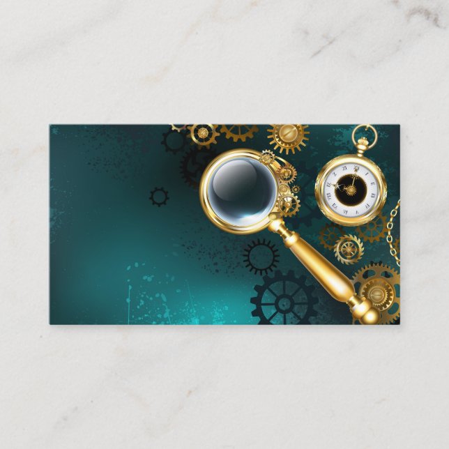 Magnifier in Steampunk Style Business Card (Front)