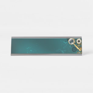 Magnifier in Steampunk Style Desk Name Plate