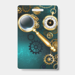 Magnifier in Steampunk Style ID Badge
