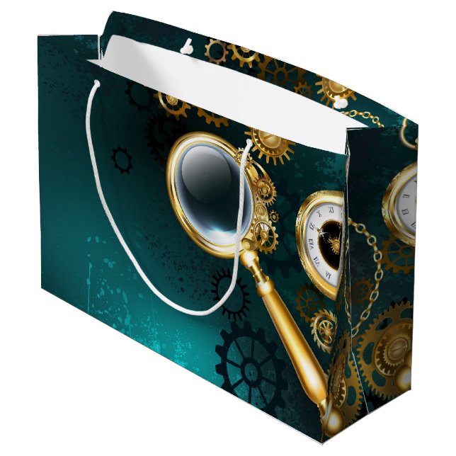 Magnifier in Steampunk Style Large Gift Bag (Back Angled)
